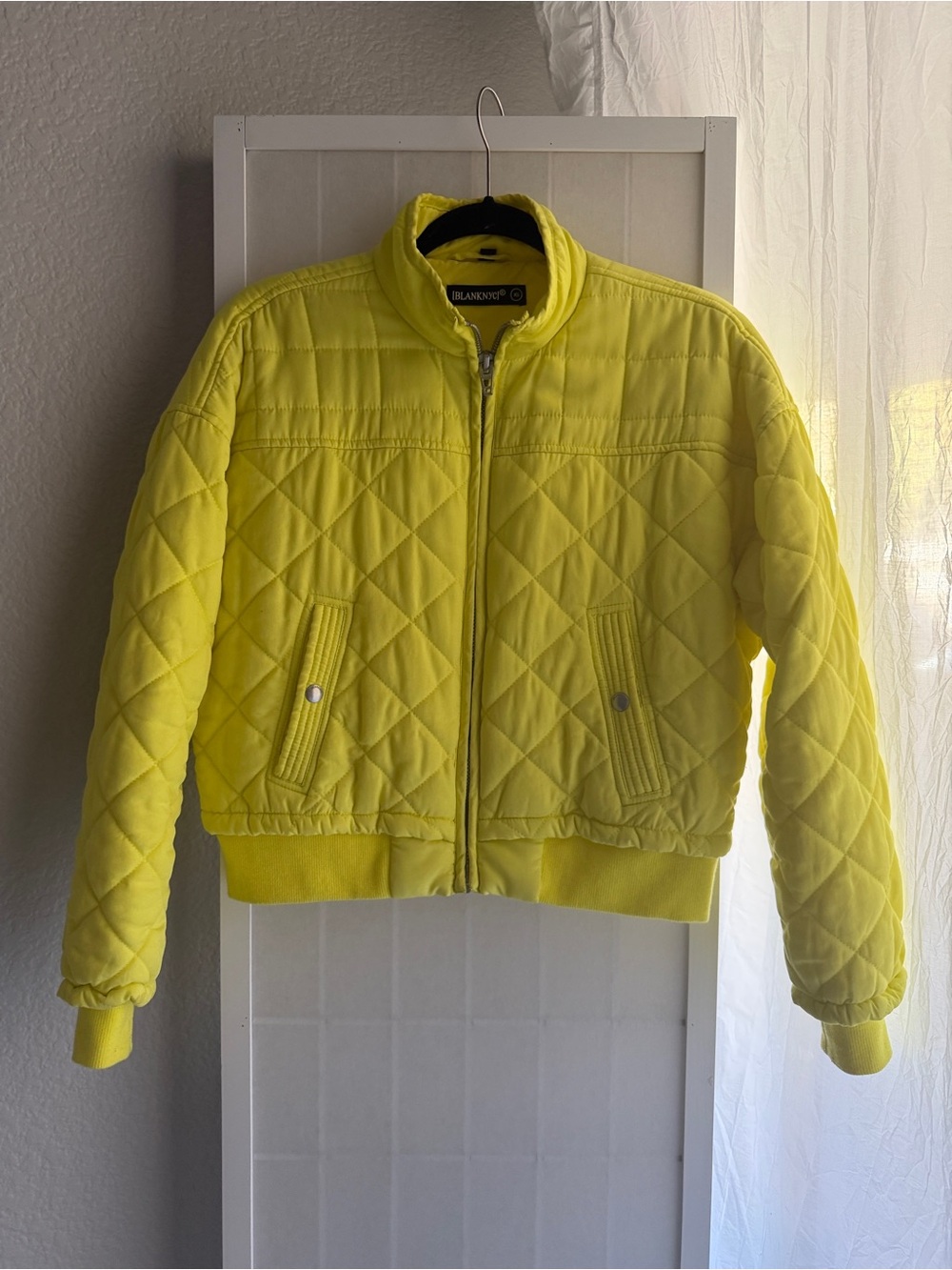 Blank NYC Neon Yellow Quilted Bomber Jacket